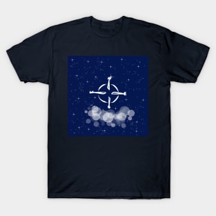 Compass, parts of the world, north, south, west, east, tourism, travel, world, technology, light, universe, cosmos, galaxy, shine, concept T-Shirt